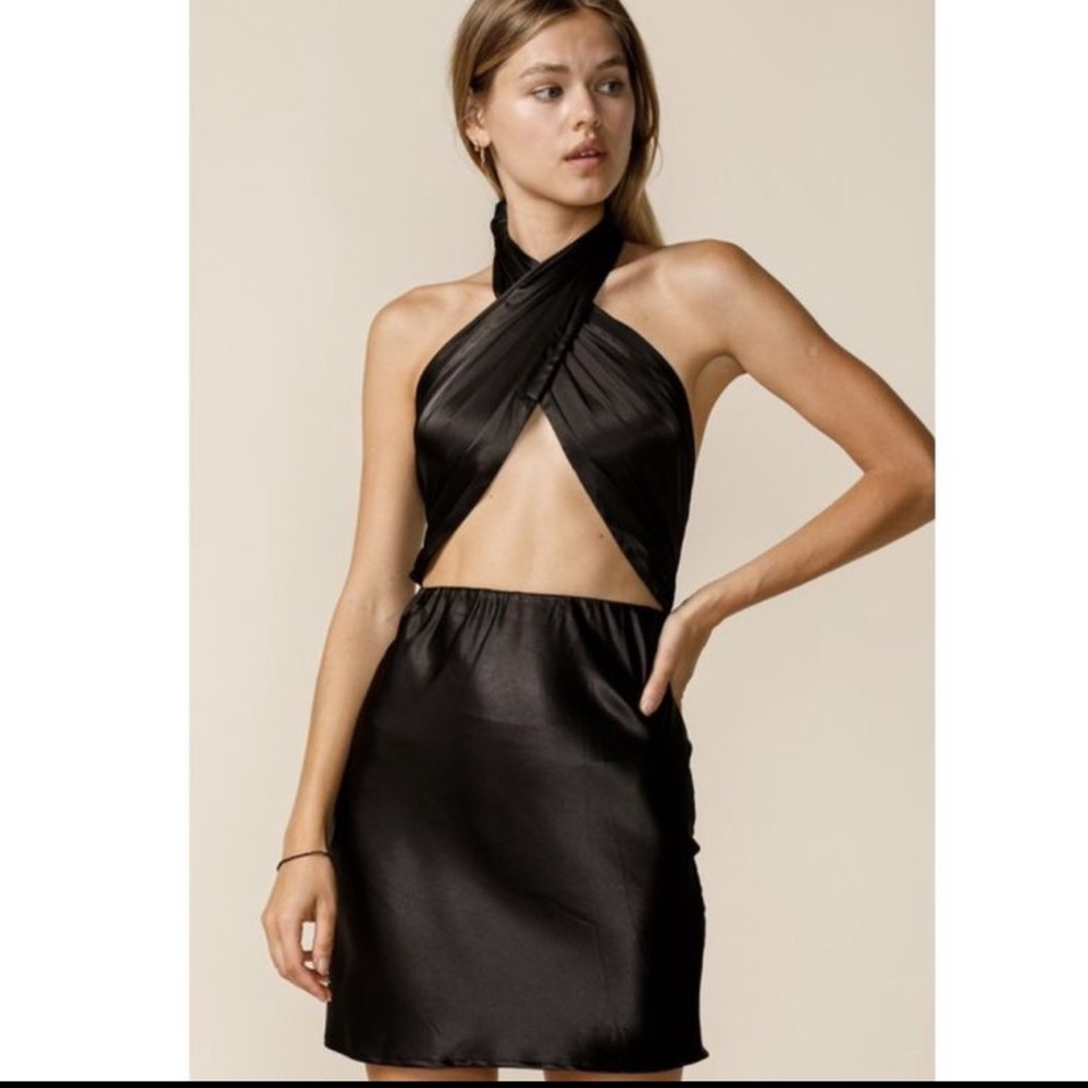 Sky To Moon black silk mini dress
